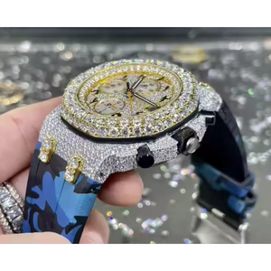 Reloj cronógrafo de lujo con diamantes de imitación, esfera analógica redonda de 45mm, cristal de zafiro, banda de goma, reloj de cuarzo para hombre LOISTA - Product Image 1