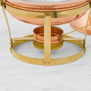 Ensemble de réchauds de luxe en cuivre martelé, chauffe-plats ronds en acier inoxydable avec insert en verre pour buffets d'hôtel et traiteurs de mariage - Product Image 5
