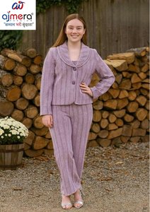 Ensemble de vêtements pour filles, haut à col roulé en tricot doux à manches longues et pantalon côtelé, couleur unie, tenue d'automne pour enfants, mode - Product Image 2