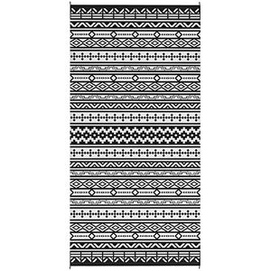 Tappeto da Esterno Reversibile con Design Geometrico Bianco e Nero 9FT X 18FT in Plastica Impermeabile con Borsa per il Trasporto - Product Image 1