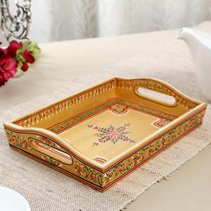 Luxury Decorative MDF Turquoise Wooden Serving Tray <b>With</b> Handles Hand Painted Nesting <b>Storage</b> Display Tray For <b>Coffee</b> <b>Table</b> Use - Product Image 4