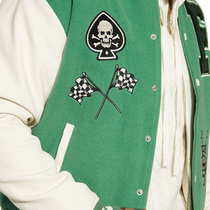 OEM Design School Team Crop College <b>Jacket</b> Wool Body Faux Leather Sleeves Womens Varsity <b>Baseball</b> <b>Bomber</b> <b>Jacket</b> - Product Image 5