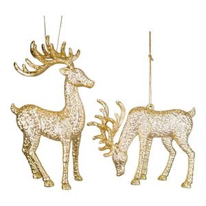 Adorno Navideño de Lujo para Colgar, Chapado en Oro Mate, con Purpurina Dorada, Acrílico 3D, Reno Saltando, Unicornio Volador - Product Image 3