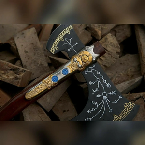 Hache en acier à haute teneur en carbone pour la chasse et le camping, avec manche en bois et acier Damas, faite à la main, prix bas, hache en bois rustique de qualité supérieure - Product Image 4