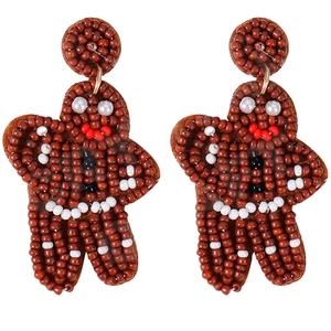 Pendientes de cuentas de Navidad de estilo Vintage para mujer, color naranja, blanco, azul, día conmemorativo patriótico para boda - Product Image 1