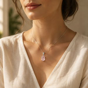 Colgante de Cuarzo Rosa con Forma Hexagonal, Estilo Hindú Religioso, Unisex - Product Image 5