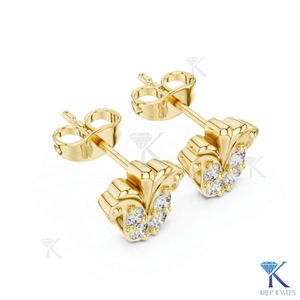 ต่างหูเพชรเลี้ยงในห้องปฏิบัติการทรงคลาสสิคประดับดอกไม้ 4 เม็ด ทองคำแท้ 14K/18K สำหรับผู้หญิง ของขวัญวันครบรอบ - Product Image 4
