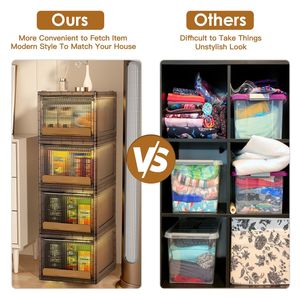 Cassetto Contenitore Impilabile in Plastica da 16,5L con Coperchio e Apertura Bidirezionale, Organizer per Armadio, Cucina, Soggiorno, Camera da Letto - Product Image 3