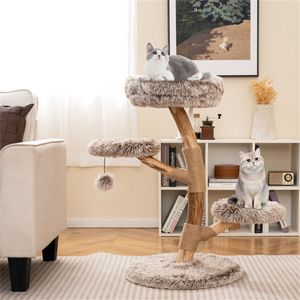 Tiragraffi per Gatti XL 49,5x90 cm in Legno Naturale di Pero con Pali in Iuta e Palla Lunga in Peluche per Arrampicata - Product Image 5