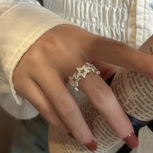 Bague en argent sterling S925, style coréen, design de niche, étoile à cinq branches Siaman, style coréen, simple, rétro - Product Image 3