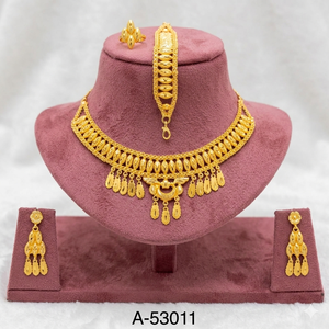 Gold Plated Zinc Alloy Coral Tassel Choker Necklace Earrings Set for Women Bohemia Style Certified Party <b>Wedding</b> Jewelry A-53291 - Product Image 4