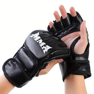 Custom Brand Adult MMA Gloves Adjustable Wrist Strap for Closure Non-Slip Breathable Leather Professional Training Gloves - Product Image 6