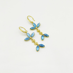 Pendientes Colgantes Románticos de Diseño con Topacio Azul y Cuarzo en Forma de Marquesa, Chapados en Oro de 14K sobre Latón |   Joyería de Regalo para Mujer al por Mayor - Product Image 6