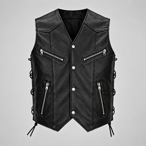 Gilet en cuir pour homme avec logo personnalisé, en cuir de vachette véritable, pour motard, vêtement de club, vente en gros, fabricant - Product Image 6