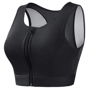 Soutien-gorge de sport gris à fermeture éclair AZORES SPORTS, bordure noire, maintien élevé, séchage rapide, éco-responsable, en Spandex/Polyester pour femme - Product Image 3