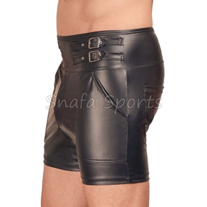 กางเกงขาสั้นหนังสำหรับผู้ชายกางเกงขาสั้นหนังดีไซน์แฟชั่นล่าสุดโลโก้ออกแบบได้ตามต้องการ - Product Image 3