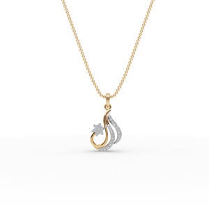 Pendentif en or avec diamant de laboratoire floral tourbillonnant, élégants breloques et pendentifs en diamant - Product Image 1