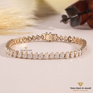 9 TCW CVD Lab Grown Diamond Luxury Pear Shape Tennis Bracelet for Anniversary Gift D-E-F Color VVS-VS Clarity 14k <b>Solid</b> <b>Gold</b> - Product Image 1