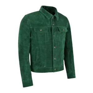 Wholesale 2025 New Design Men's Suede <b>Trucker</b> <b>Jacket</b> With New Fashion Shirt Style Real Leather <b>Jacket</b> For Man - Product Image 4