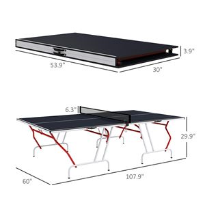 Tavolo da Ping Pong Pieghevole Grigio Antracite con Racchette Palline e Rete; Accessori Sportivi in Acciaio e MDF da 25mm - Product Image 3