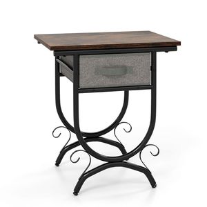 Living Room Console <b>Table</b> with Fabric <b>Drawer</b> and Carved Metal Frame Elegant <b>Side</b> <b>Table</b> - Product Image 1