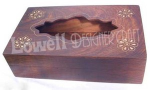 Lowellcraft Classic Wood Cover Plastic <b>Tissue</b> Box Napkin <b>Paper</b> Holder Organizer Stylish Natural Top Durable Plastic Base Elegant - Product Image 4