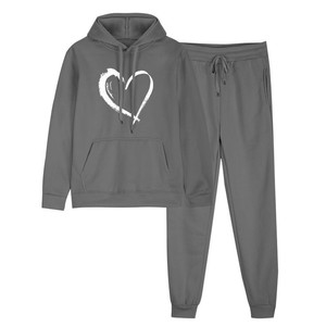 Ensemble de survêtement d'hiver personnalisé pour femme, respirant, décontracté, en polaire et élasthanne/polyester, avec sweat à capuche et pantalon de jogging à taille élastique, deux pièces - Product Image 3