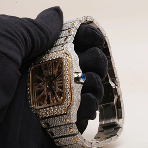 Reloj NYC DIAMOND EMPIRE Iced Skeleton, Dos Tonos, Dorado y Plateado, Cuadrado, Automático, Mecánico, 41 mm, Edición Limitada, Lujo, Hip Hop - Product Image 3