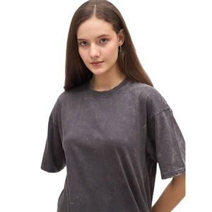 T-shirt oversize délavé à l'acide pour femme, en coton, style streetwear décontracté, fournisseur d'usine OEM pour marque privée, t-shirt femme délavé à l'acide - Product Image 5