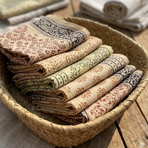 Lot de bandanas en coton imprimés à la main, style bohème ethnique, teints à la main effet soleil, 100 % coton, respectueux de l'environnement - Product Image 2