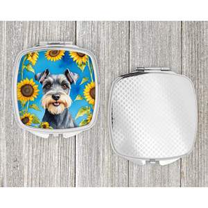 Espejo de maquillaje de viaje compacto para mujeres y niñas, girasoles Schnauzer, espejo de bolsillo de mano plegable decorativo, regalo - Product Image 4