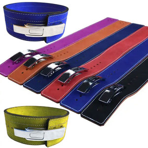 Adjustable Leather Weightlifting <b>Belt</b> With Buckle Closure <b>Red</b> Waist Support For Strength Training Gym Unisex Breathable Heavy. - Product Image 2