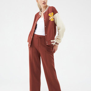 Chaqueta Bomber Varsity de Algodón Tejido con Cuello Alto para Mujer, Estilo Universitario Vintage, Elegante y Asequible, Retro - Product Image 2