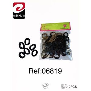 Elastici per Capelli in Gomma Nera Confezione da 12 Pezzi Ref06819 Marca Mnj - Product Image 1