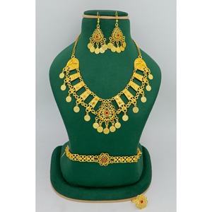 Necklace With Earrings <b>Jewellery</b> Set Goldplated Pure <b>Brass</b> High Quality Uae Dubai Made in India Fashion Jewelry Necklace - Product Image 6