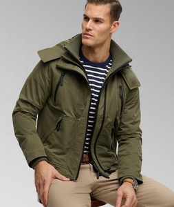 Chaqueta Acolchada Verde Oliva para Hombre, Cortavientos, con Capucha Desmontable, Cierre de Cremallera, Informal, Gruesa, para Invierno 2026 - Product Image 2