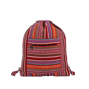 حلو اللون حقيبة ظهر من القطن مزودة برباط النيبالية النساء اليدوية التقليدية اليد المنوال النسيج مفيدة حقيبة ظهر من القطن مزودة برباط