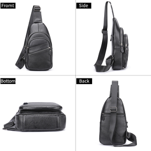 Mochila de cuero genuino impermeable para hombre, bandolera de pecho, bolso cruzado de hombro, bolsos de pecho para hombre - Product Image 1
