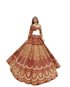 DESIGNER WEAR BRIDA FANCY Bridal special Maroon Velvet lehengha choli set Embroidery work with Dupatta