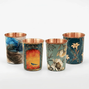 Gobelet moderne en cuivre antique, finition martelée, écologique, compatible lave-vaisselle, capacité 300 ml, poignée portable, couleur personnalisable - Product Image 2