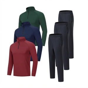 Conjunto Deportivo de Dos Piezas para Hombre, Camiseta y Pantalones Transpirables y Ecológicos con Cierre de 1/4, Ropa de Gimnasio, Informal, para Fitness - Product Image 3