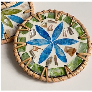 Juego de Posavasos de Mimbre y Ratán Hechos a Mano, Aislantes, para Tazas de Té, Coloridos, para Hoteles y Restaurantes - Product Image 4