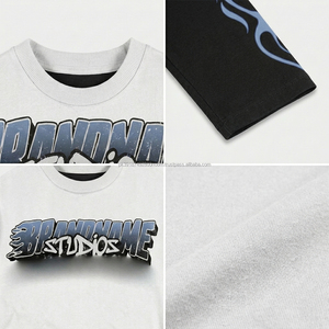 T-shirt Homme Personnalisé Y2K Double Couche Manches Courtes Ample Oversize Streetwear Effet Vieilli Lettres Graphiques 220g Laine Peignée Hip Hop - Product Image 4