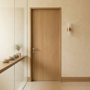 Puerta Interior de Madera con Acabado HPL con Vetas de Madera, Diseño Moderno y Minimalista para Dormitorio - Product Image 4