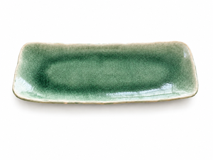 Assiettes rectangulaires vertes de luxe originales et réutilisables pour restaurants, vaisselle en céramique en gros - Product Image 3