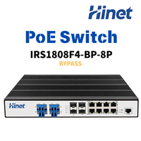 Hinet IRS1808F4-BP-8P L2 Switch PoE Industrial Gestionado con Bypass, 16 Puertos 8GE+4SFP, 24Gbps, 30W, Dúplex LC