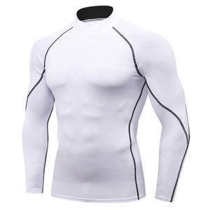 High Collar <b>Men</b> Athletic Sports Shirt Long Sleeve Quick Dry <b>Compression</b> Shirts Fitness Gym Wear - Product Image 1