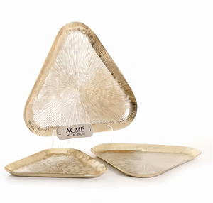 Elegant Polished Metal Triangle Serving Tray Modern Minimalist Style For Desserts And Pastries Residential Use Solid Finish - Product Image 3