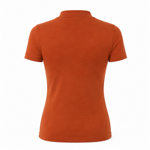 Camiseta Personalizada de Manga Corta con Cuello Redondo para Mujer, Color Naranja Óxido, Corte Clásico Ajustado, en Jersey de Algodón Suave y Elástico - Product Image 2