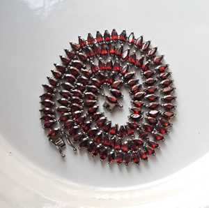 Collier avec pendentif marquise plaqué or 18 carats 3x6mm, 16 pouces, 22 grammes, en argent sterling 925, pierre précieuse grenat rouge certifiée, collier cadeau - Product Image 3